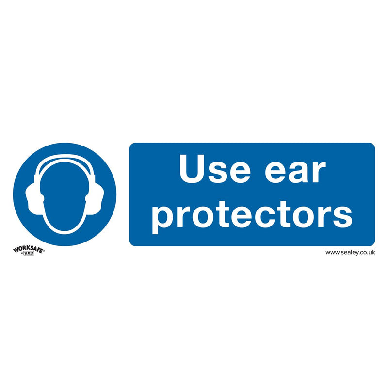 Sealey Mandatory Safety Sign Use Ear Protectors Self-Adhesive Vinyl Pack of 10 Sealey - Dynamic Drive