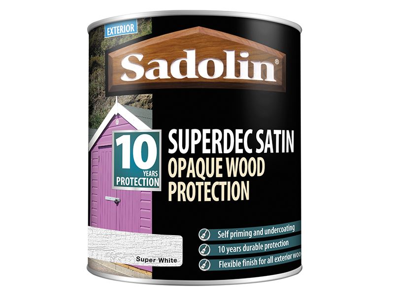 Sadolin Superdec Opaque Wood Protection Super White Satin 1 litre Sadolin - Dynamic Drive