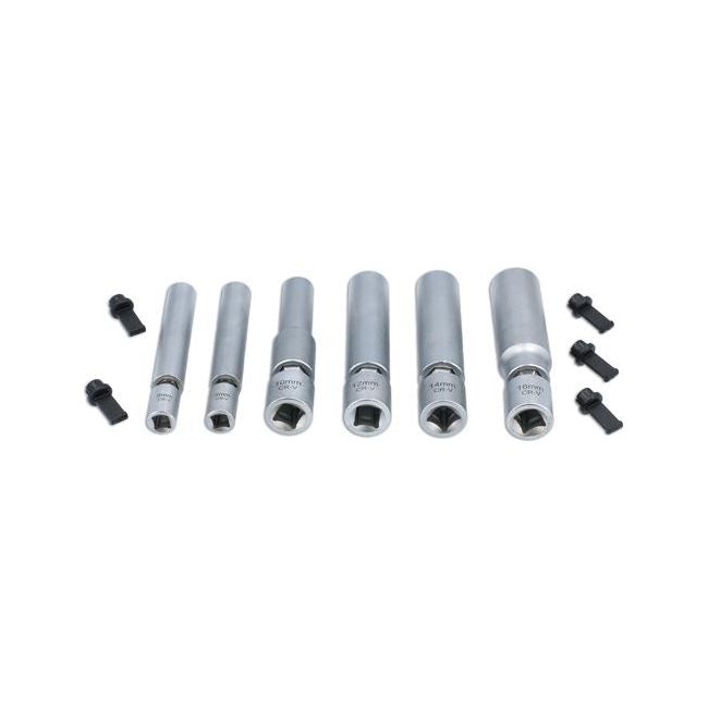 Laser Swivel Spark & Glow Plug Socket Set 1/4"D, 3/8"D 6pc 8066 Laser - Dynamic Drive