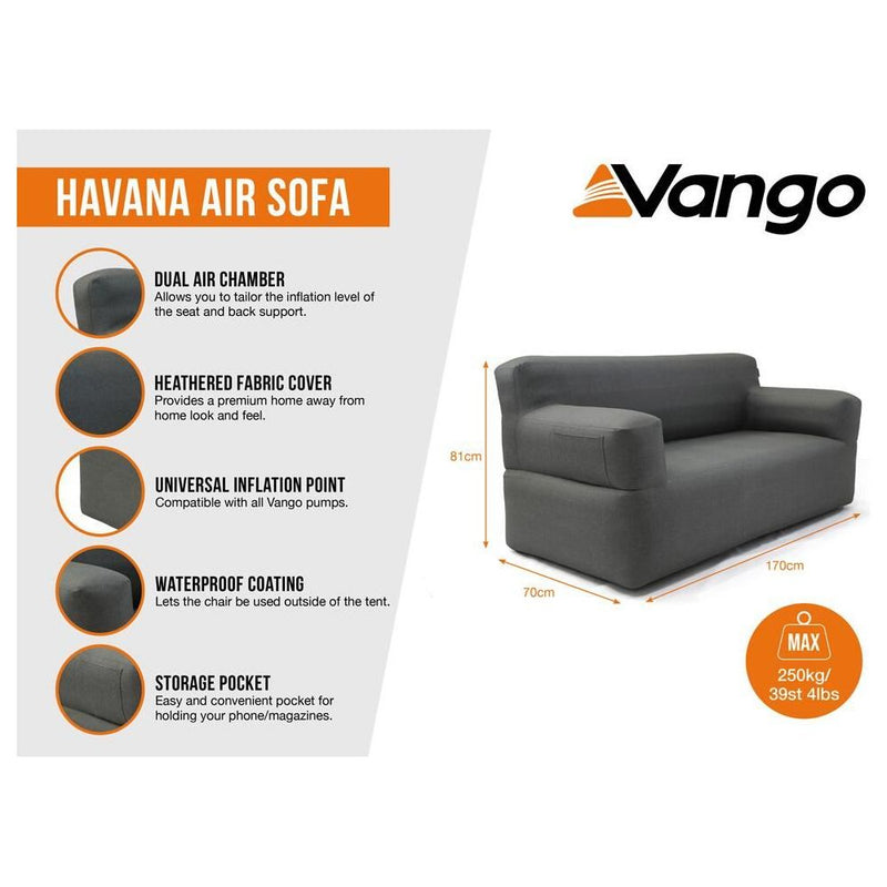 Vango Havana Air Inflatable Grey Sofa Vango - Dynamic Drive