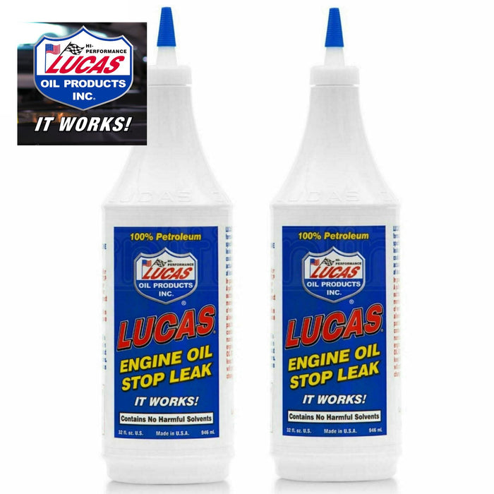 2 x LUCAS ENGINE OIL STOP LEAK 946ml Stops Leaks Rejuvenates Seals & Gaskets Lucas Oil - Dynamic Drive