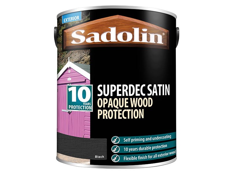 Sadolin Superdec Opaque Wood Protection Black Satin 5 litre Sadolin - Dynamic Drive