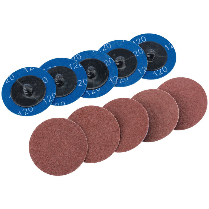 Draper Aluminium Oxide Sanding Discs, 50mm, 120 Grit (Pack of 10) 75611 Draper - Dynamic Drive