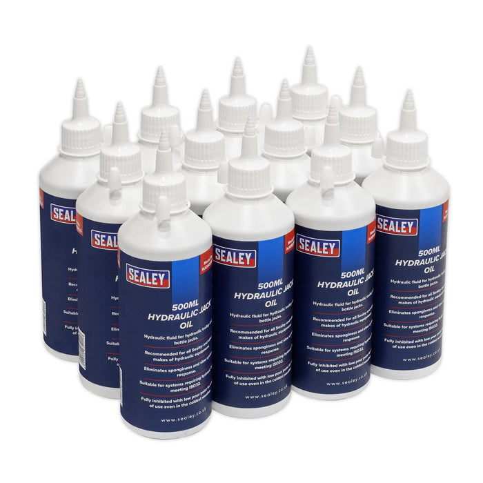 Sealey Hydraulic Jack Oil 500ml Pack of 12 HJO/500ml Sealey - Dynamic Drive