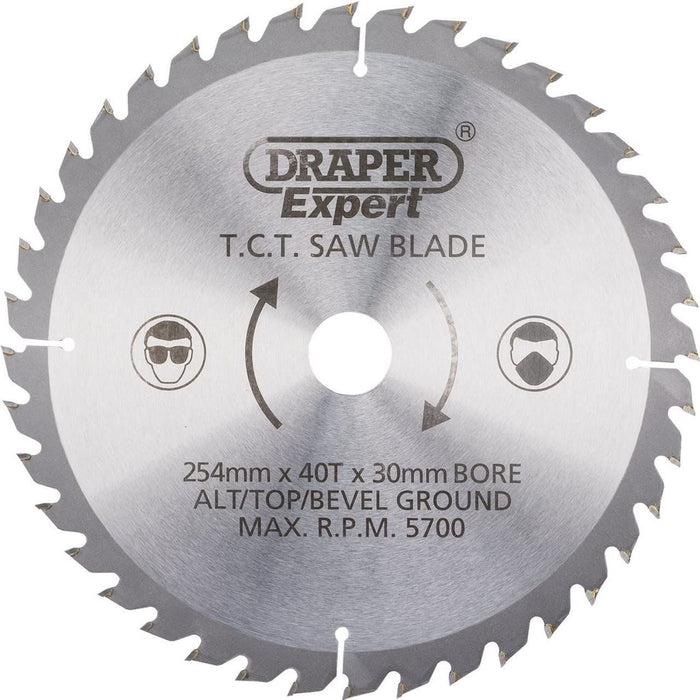 Draper TCT Saw Blade, 254 x 30mm, 40T 38154 Draper - Dynamic Drive
