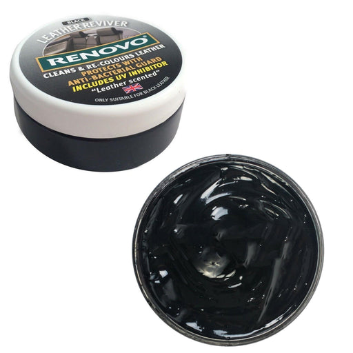 Renovo Black Leather Reviver Cleans & Re-Colours Protects Car Seats 200ml Renovo  - Dynamic Drive