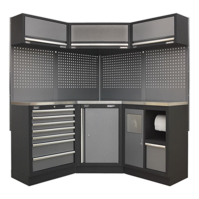 Sealey Superline Pro 1.6m Corner Storage System Stainless Worktop Sealey - Dynamic Drive