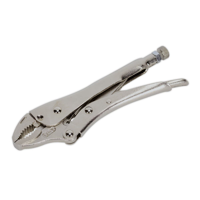 Sealey Locking Pliers Curved Jaws 180mm 0-35mm Capacity AK6820 Sealey - Dynamic Drive