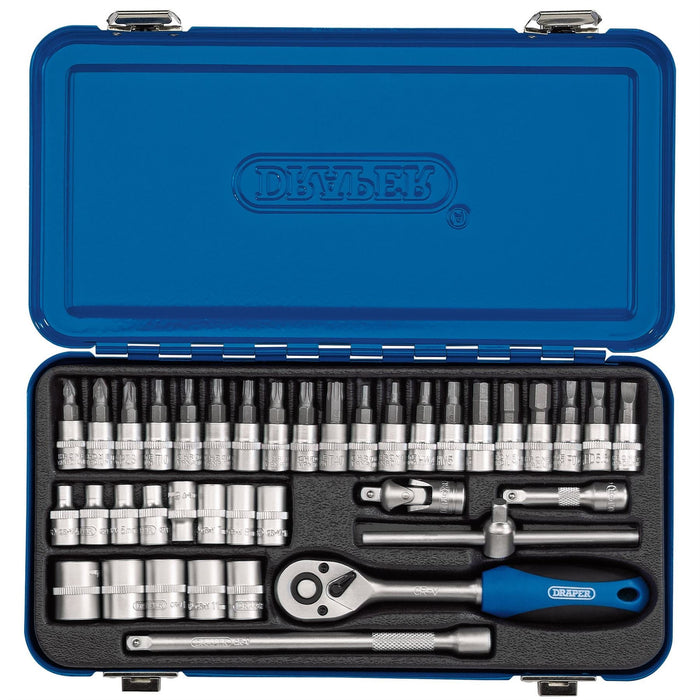 Draper Metric Socket Set in Metal Case, 1/4" Sq. Dr. (38 Piece) 16366 Draper - Dynamic Drive