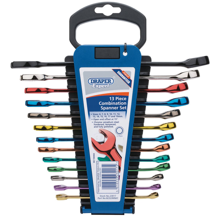 Draper Expert HI-TORQ Metric Coloured Combination Spanner Set (13 Piece) Draper - Dynamic Drive
