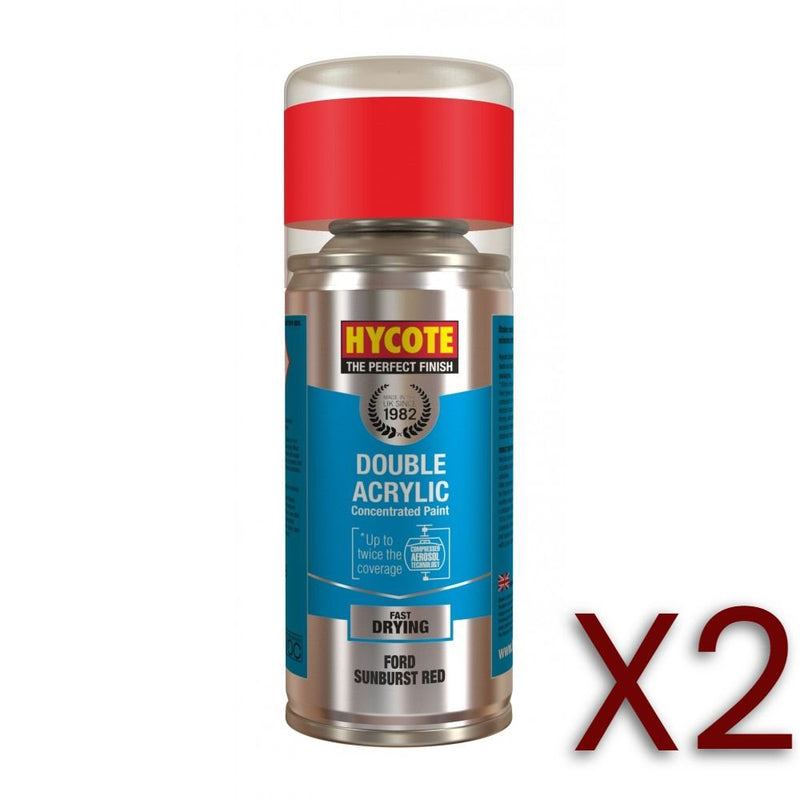 2x Hycote Aerosol Paint for Ford Sunburst Red 150ml Hycote - Dynamic Drive
