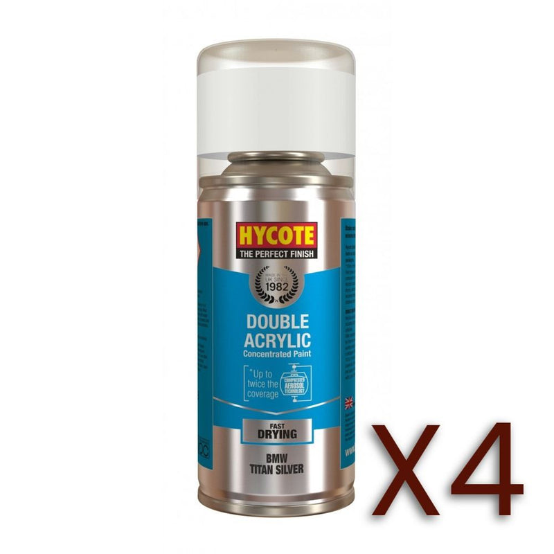 4x Hycote Aerosol Paint for Bmw Titan/Titanium Silver (Metallic)150ml Hycote - Dynamic Drive