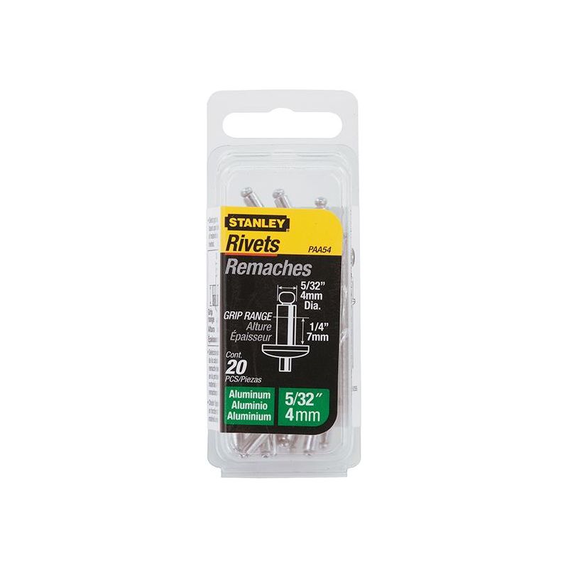 Stanley® Hand Tools 1-PAA54 Aluminium Rivets Medium 4 x 7mm Pack of 20 STANLEY® Hand Tools - Dynamic Drive
