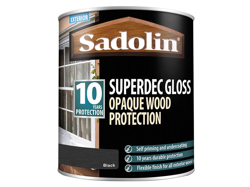 Sadolin Superdec Opaque Wood Protection Black Gloss 1 litre Sadolin - Dynamic Drive