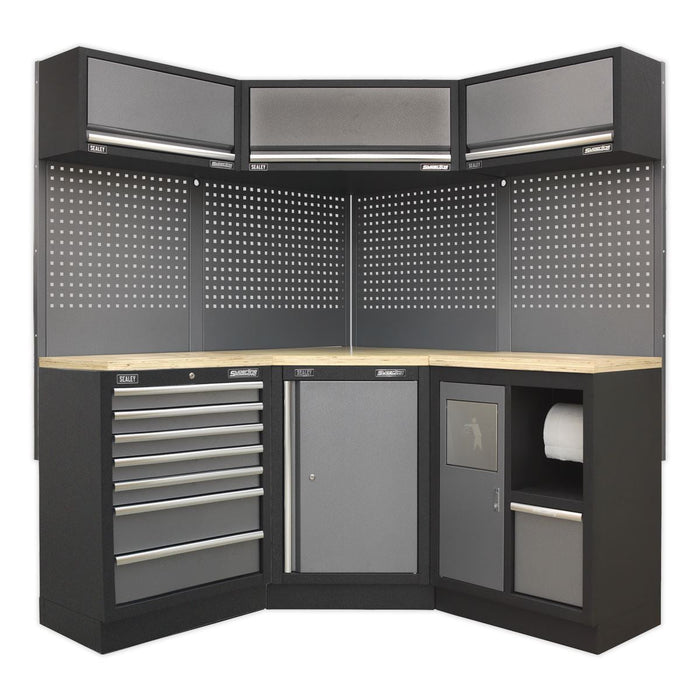 Sealey Superline Pro 1.6m Corner Storage System Wood Worktop APMSSTACK08W Sealey - Dynamic Drive