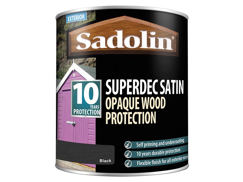 Sadolin Superdec Opaque Wood Protection Black Satin 1 litre Sadolin - Dynamic Drive