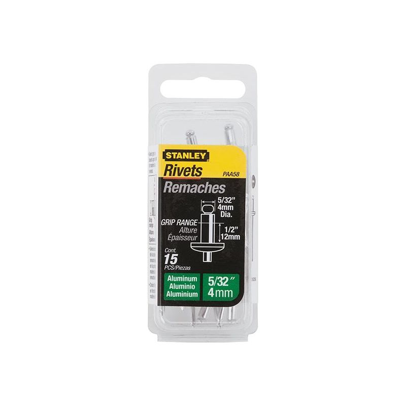 Stanley® Hand Tools 1-PAA58 Aluminium Rivets Long 4 x 12mm Pack of 15 STANLEY® Hand Tools - Dynamic Drive