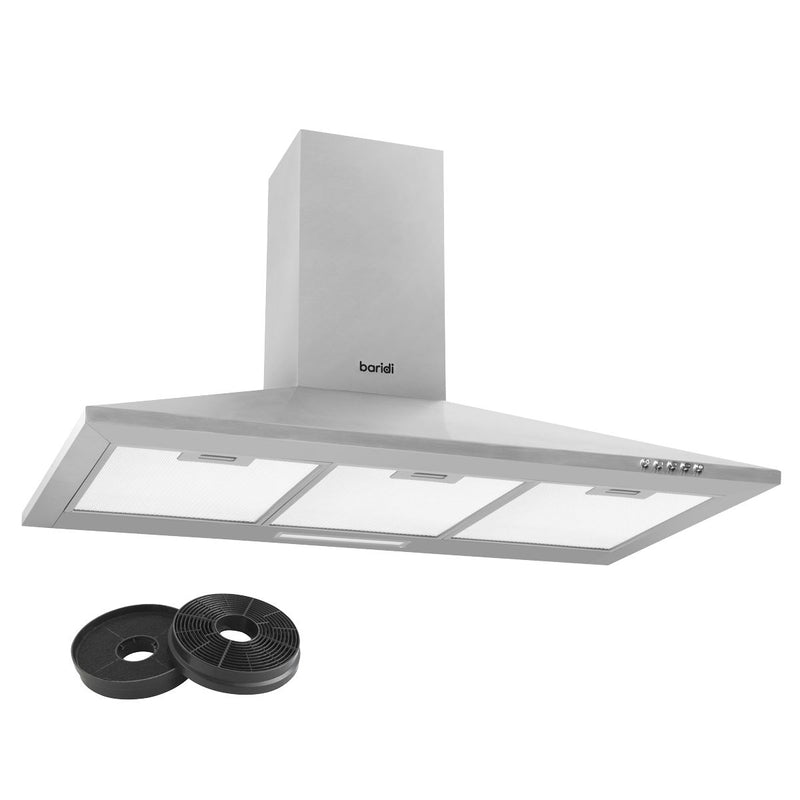 Baridi Curved Glass Cooker Hood Carbon Filters & LED Lights 60cm Stainless Steel Baridi - Dynamic Drive