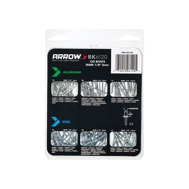 Arrow RK6120 Multi Rivet Pack (120) Arrow - Dynamic Drive