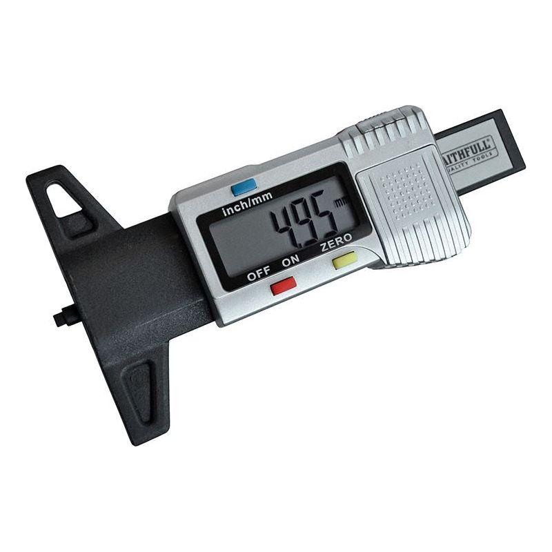 Faithfull Tyre Depth Gauge Digital Readout 0-25mm Faithfull - Dynamic Drive
