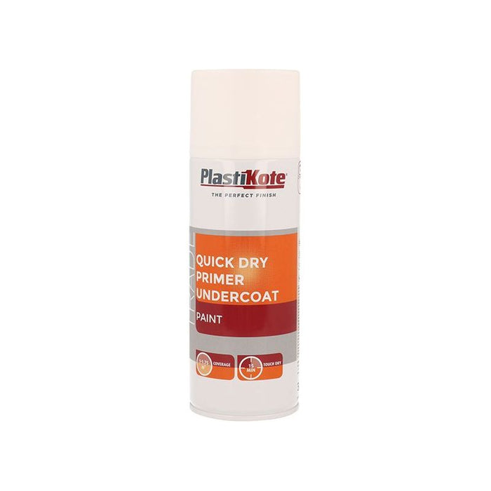 Plastikote Trade Quick Dry Primer Spray White 400ml PlastiKote - Dynamic Drive