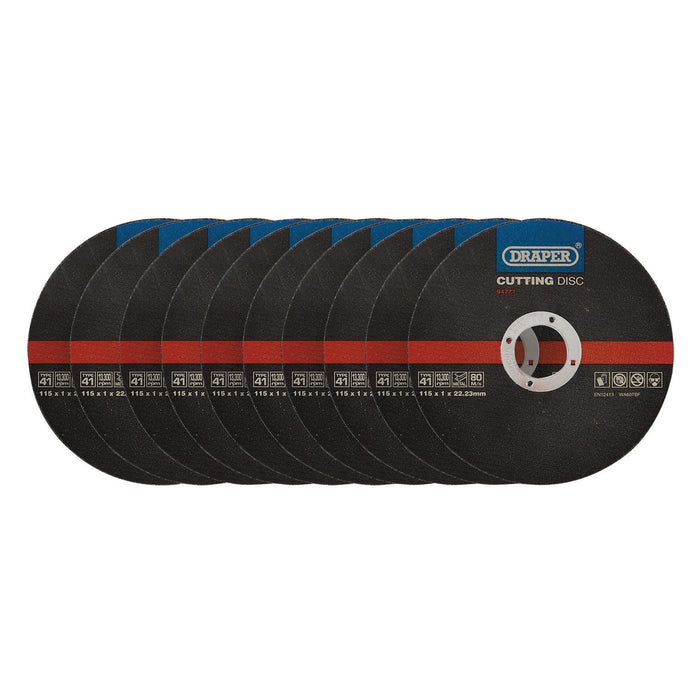 Draper Metal Cutting Discs, 115 x 1 x 22.23mm (Pack of 10) 94771 Draper - Dynamic Drive