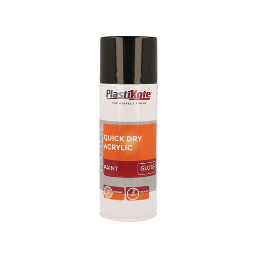 Plastikote Trade Quick Dry Acrylic Spray Paint Gloss Black 400ml PlastiKote - Dynamic Drive