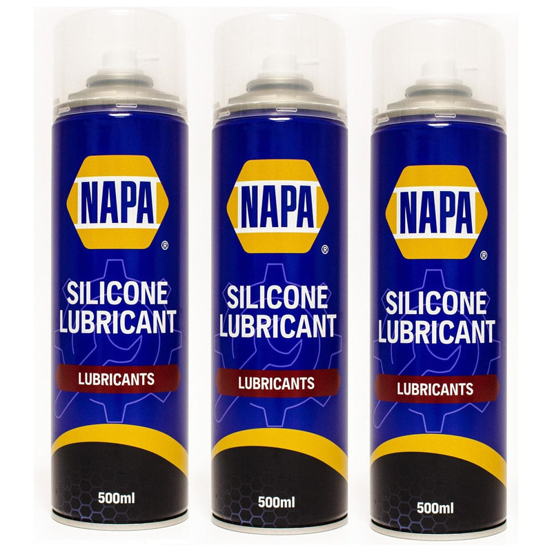 3x NAPA Silicone Lubricant Aerosol Spray Grease Can Water Resistant 500ml NAPA - Dynamic Drive
