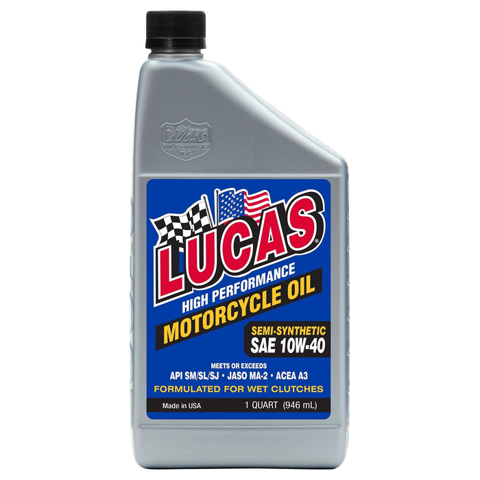 Lucas Oil Sae 10W40 Semi-Synthetic Motorcycle Oil 946Ml 40710 Lucas Oil - Dynamic Drive