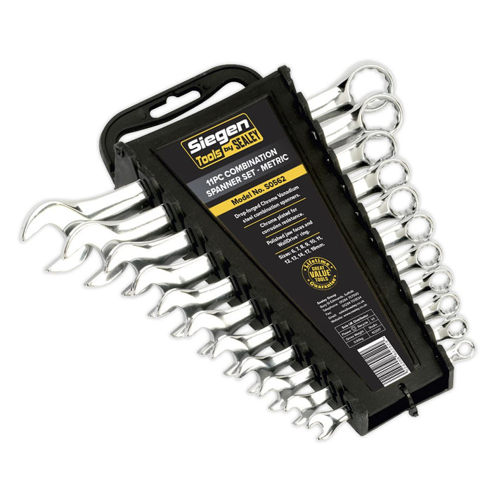 Combination Spanner Set 11Pc Metric Siegen by Sealey - Dynamic Drive