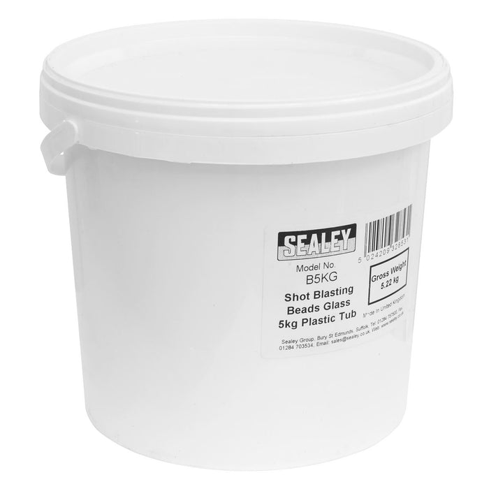 Sealey Shot Blasting Beads Glass 5kg Plastic Tub B5KG Sealey - Dynamic Drive