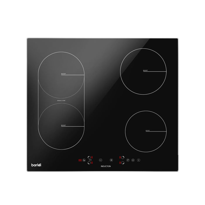 Baridi Integrated Induction Hob 4 Cooking Zones & Bridge Zone 60cm 2800W Output Baridi - Dynamic Drive