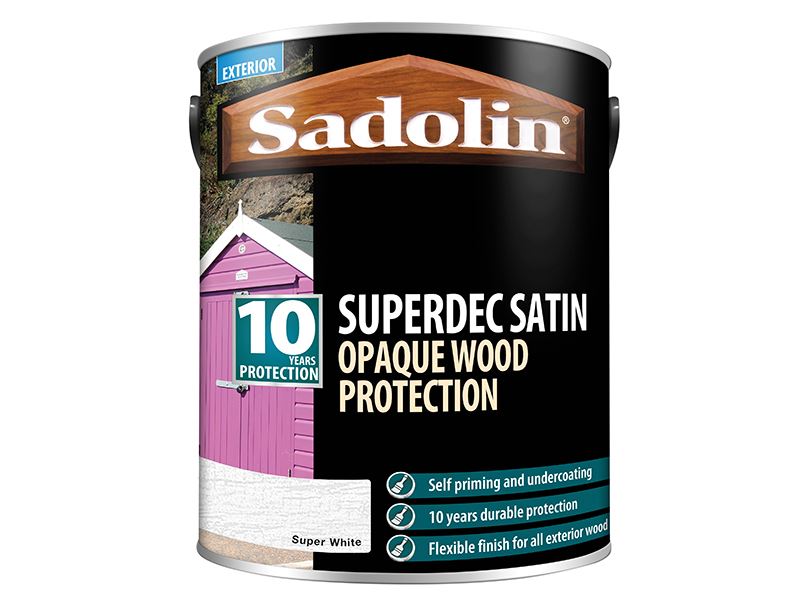 Sadolin Superdec Opaque Wood Protection Super White Satin 5 litre Sadolin - Dynamic Drive