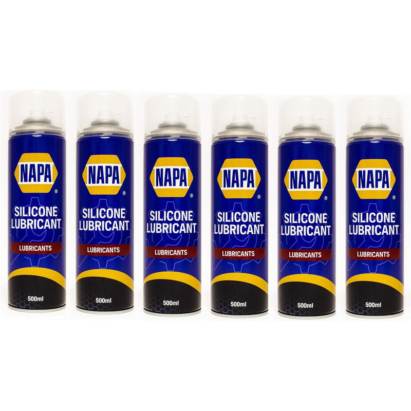 6x NAPA Silicone Lubricant Aerosol Spray Grease Can Water Resistant 500ml NAPA - Dynamic Drive