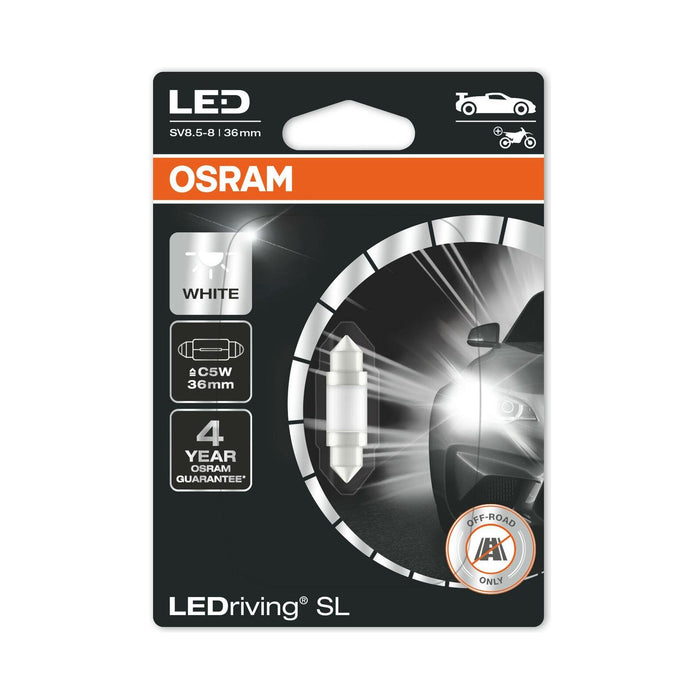 6418DWP-01B Osram LED C5W 36mm Festoon Interior Bulb Cool White 0.6W 12v SV8.5-8 Osram - Dynamic Drive