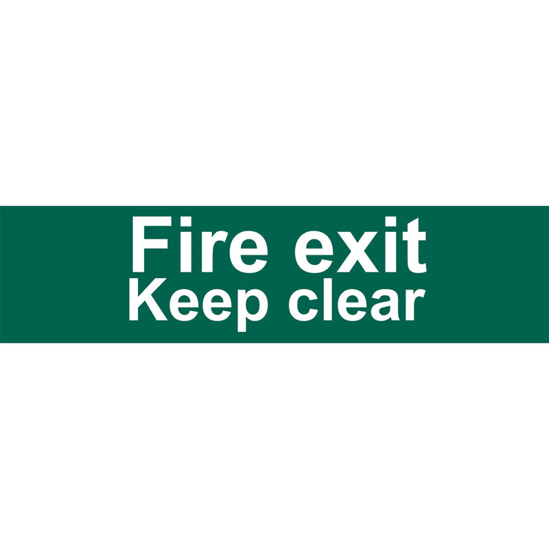 Draper Fire Exit Keep Clear' Safety Sign, 200 x 50mm 73221 Draper - Dynamic Drive