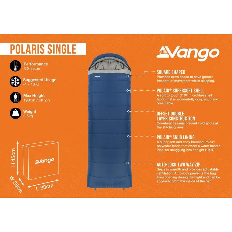Vango Polaris Single Sleeping Bag Single Neptune Vango - Dynamic Drive