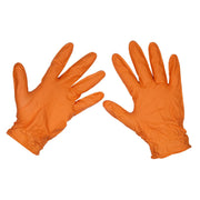 Sealey Orange Diamond Grip Extra-Thick Nitrile Powder-Free Gloves X-Large Pack o Sealey - Dynamic Drive