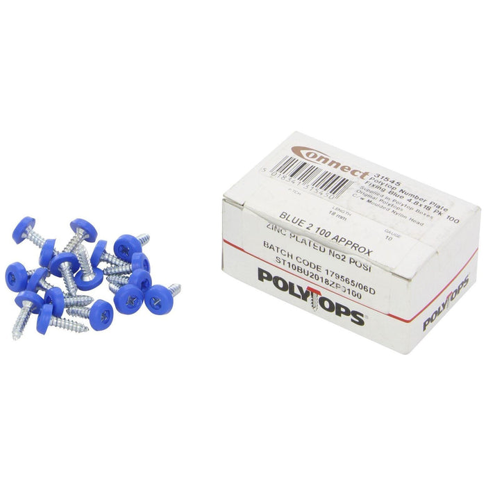 Connect 31545 Number Plate Screw Blue No 10 x 3/4 100pc Connect - Dynamic Drive