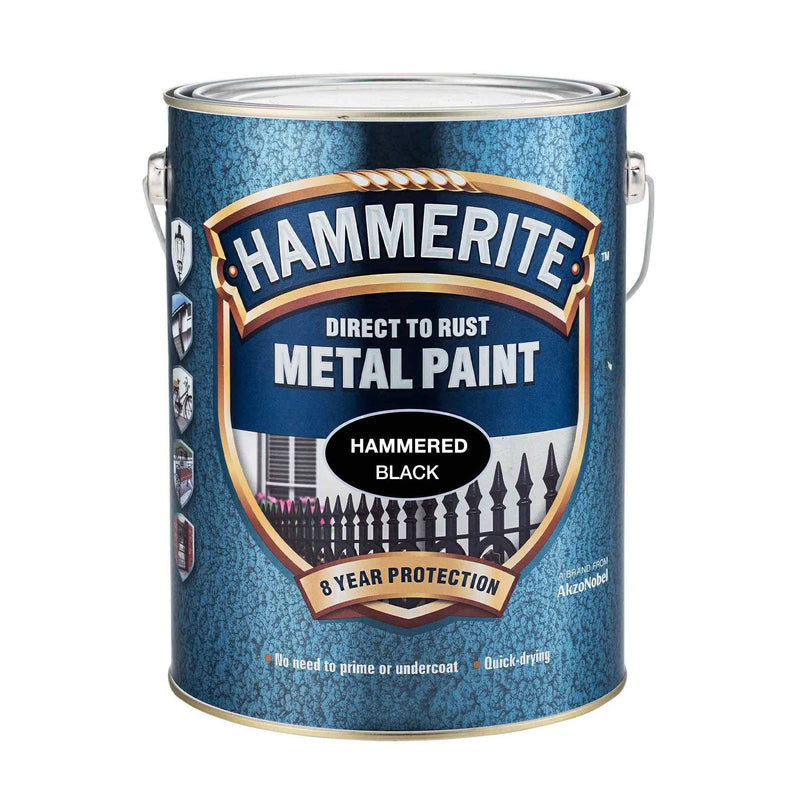 Hammerite Direct To Rust Metal Paint - Hammered Black - 5 Litre Hammerite - Dynamic Drive
