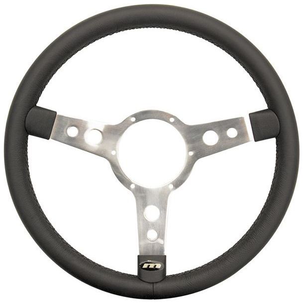 Classic 12" Traditional Vinyl 3 Spoke Steering Wheel With Polished Centre Mountney Classic - Dynamic Drive