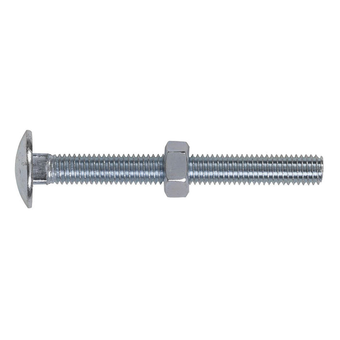 Sealey Coach Bolt & Nut DIN 603 M8 x 75mm Zinc Pack of 50 CBN875 Sealey - Dynamic Drive