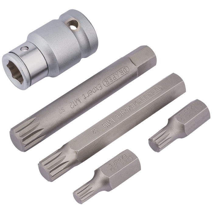 Draper Spline Bit Set, 1/2" Sq. Dr. (5 Piece) 83567 Draper - Dynamic Drive