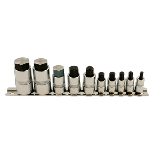 Laser Hex Socket Bit Set 1/4"D, 3/8"D, 1/2"D 10pc 5522 Laser - Dynamic Drive