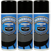 3x Hammerite BBQ Barbecue Spray Paint Aerosol 400ml Hi-Heat Matt Black Hammerite - Dynamic Drive