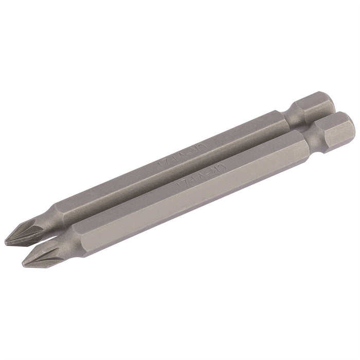 Draper PZ Type Insert Bit, 1/4" Hex, 75mm Long, No.1 (Pack of 2) 64311 Draper - Dynamic Drive