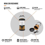 Vango Nova 200 Recharge USB Camping Lantern - Wood Effect Vango - Dynamic Drive