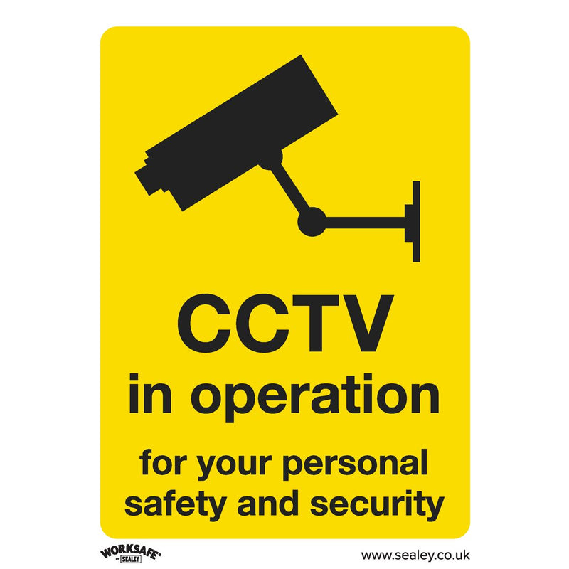 Sealey Warning Safety Sign CCTV Rigid Plastic Pack of 10 SS40P10 Sealey - Dynamic Drive