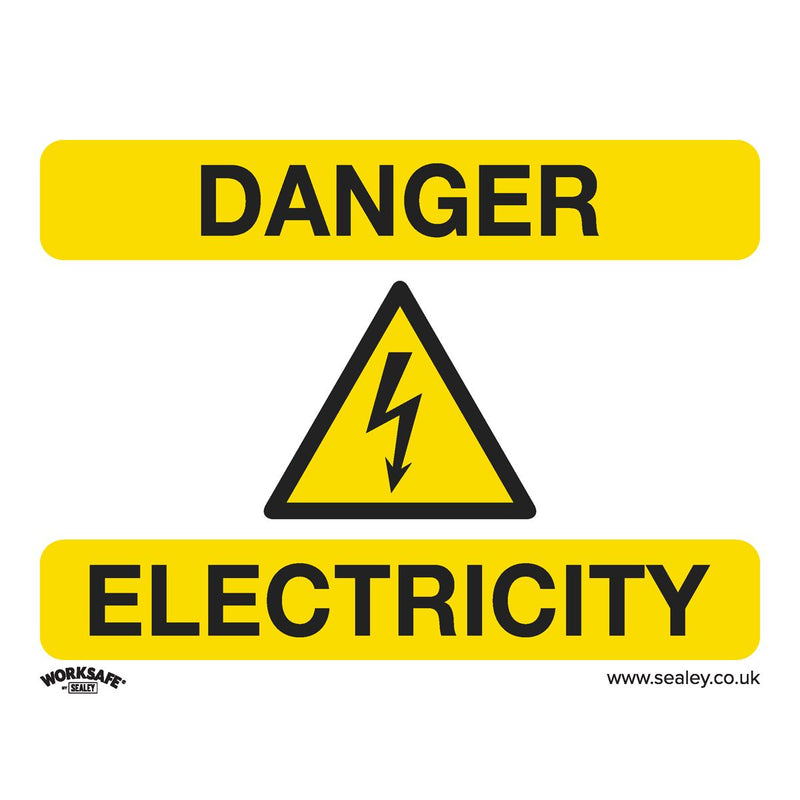 Sealey Warning Safety Sign Danger Electricity Self-Adhesive Vinyl Pack of 10 Sealey - Dynamic Drive