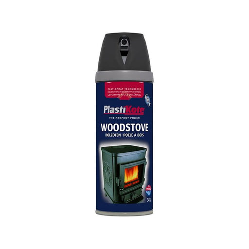 Plastikote Twist & Spray Woodstove Paint Black 400ml PlastiKote - Dynamic Drive